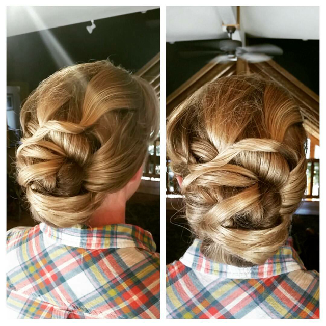 Layers of color are brought to life with this unique updo creation.